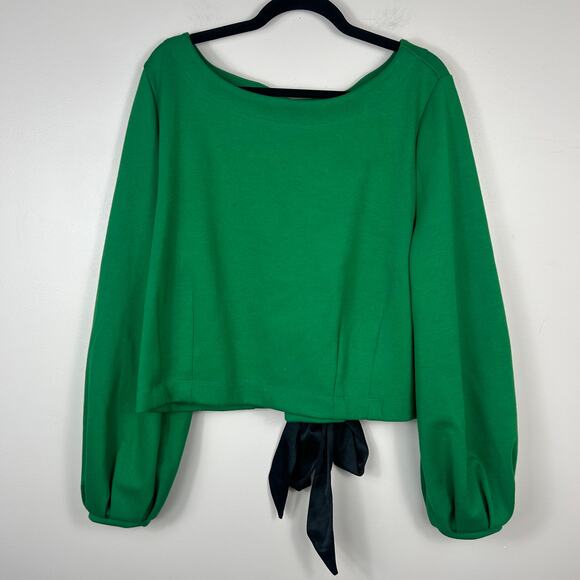 Maeve Green Sweatshirt with Black Lace-Up Back - Picture 2 of 6